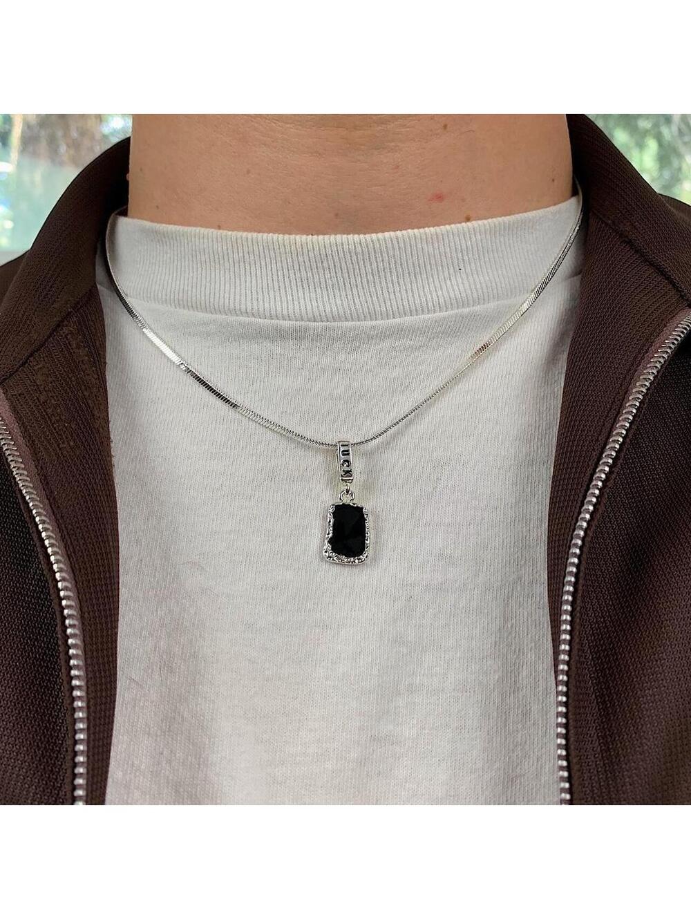 Y2k style Silver Rope Chain jewel pendant necklace. Chain is unisex. 17.5-19.5